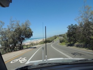 Driving along coast